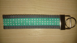 Schlüsselanhänger kleine Sterne weiss/grau/mint auf grau