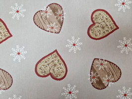 Wachstuch Herzen und Schneeflocken auf grauem Hintergrund