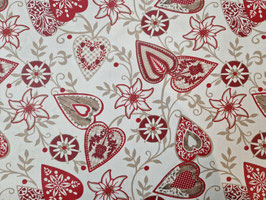 Wachstuch Herzen Edelweiss rot