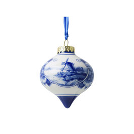 Christmas ball drop Landscape with Mill 7 cm