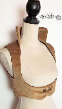 Bolero velours côtelé sous poitrine avec col steampunk beige taille S