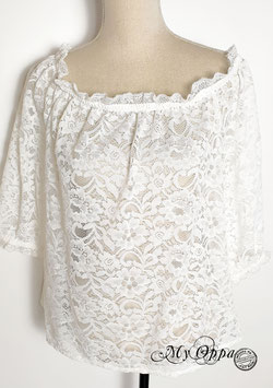 Haut dentelle guipure blanc cassé Romantique