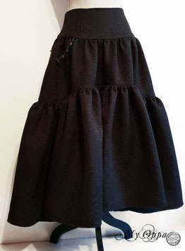Jupe double face anthracite/ noir motif baroque