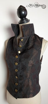 Gilet steampunk cavalière noir/cuivre vêtement femme veston avec boutonnage