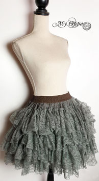 Jupe vert/gris dentelle jupon bohème steam taille élastique