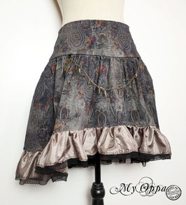 Jupe steampunk double face grise baroque