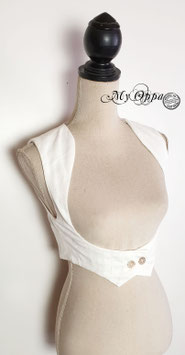 gilet court steampunk sous poitrine blanc avec motifs S