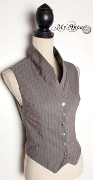 gilet steampunk gris rayures avec boutonnage T.S