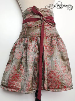 Jupe Brocart vert bordeaux bronze avec son Obi (ceinture)