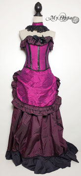 Tenue jumelle violette  Steampunk burlesque corset jupe, vêtement femme, corset jupe soie/taffetas spectacle costume victorien, mariage cérémonie