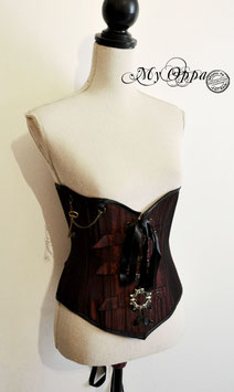 Serre taille haut steampunk taffetas rouge gothique