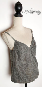 top dentelle fine vert/gris doublé en coton steampunk bohème