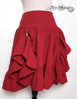 Jupe coton steampunk rouge avec pinces