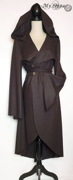 Veste manteau Salem long marron avec capuche steampunk/boho manches larges