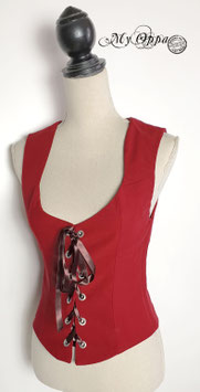Gilet coton steampunk rouge laçage devant