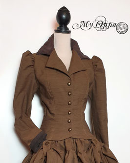 Veste retro tissu effet usé gavroche marron steampunk