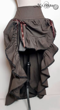 Jupe relevable steampunk double face marron gris