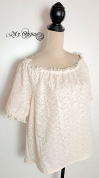 Haut en coton blanc cassé broderie bohème (RESERVE POUR CHIARA)