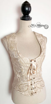 Gilet steampunk boheme beige/blanc cassé brocart