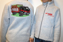 Kinder Aebi Fleece Jacke grau mit Transporter VT470 Vario