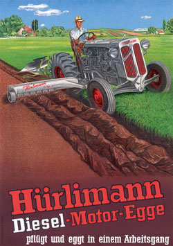 Blechschild Hürlimann Diesel Motor-Egge 30x40cm