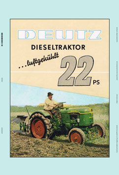 Blechschild Deutz luftgekült 22 PS mit Pflug 20x30cm