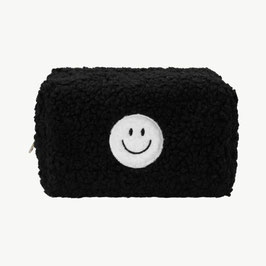Schwarze Teddy-Kosmetiktasche *Smiley