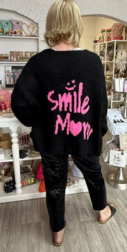 Cardigan mit Rückenstatement *SMILE MORE schwarz