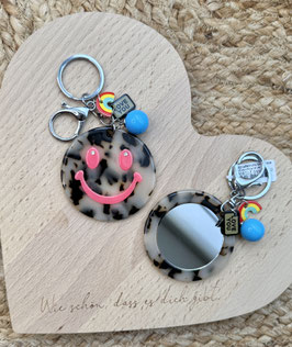Smiley-Schlüssel-Anhänger mit Spiegel *PINK