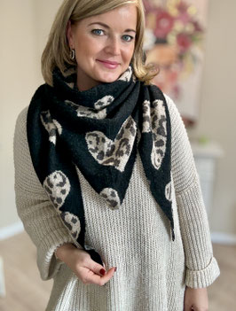 Dreiecksschal *SCHWARZ-LEOHERZEN