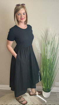 Kombiniertes Rib-Kleid mit Taschen