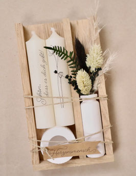 Handmade Kerzen-Geschenkset *SCHÖN DASS ES DICH GIBT beige