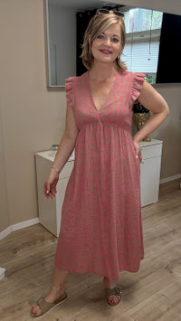 Musselinkleid *LEOLOVE DUNKELPINK-BEIGE