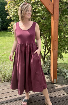 Kombiniertes Rip-Kleid mit Taschen *BORDEAUX