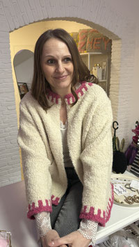 Boucle- Strickjacke *HELLBEIGE-PINK