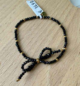 Zartes Perlenarmband mit Schleife *SCHWARZ
