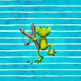 (Jersey) Panelbild Frosch "cyan"