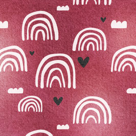 (Jersey) Denimprint mit Regenbögen "himbeere"