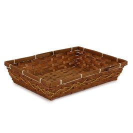 Cestina bambu' noce con filo oro rettangolare cm36x25h7