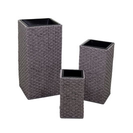 set 3 PORTAVASO POLYRATTAN GRIGIO CM37X37H76