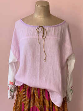 oops SOLD Pink Linen Blouse Flowers