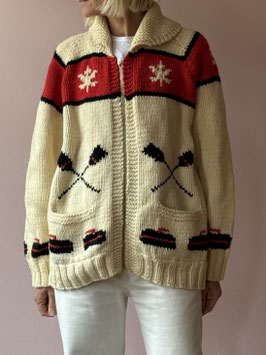 VINTAGE - 1970s Curling Cowichan Cardigan