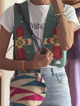 Short Vest Beaded Green