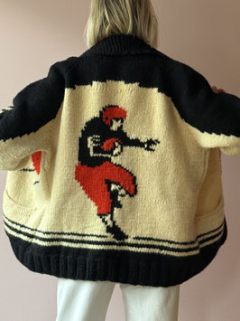 VINTAGE - 1960s Football Cowichan Cardigan