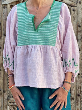 oops SOLD TINA PinkGreen Butterfly Blouse