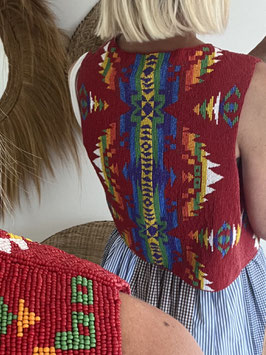 Short Vest Beaded Red