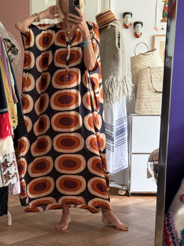 oops SOLD Seventies Dark Blue Silk Robe Caftan