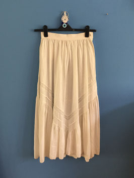 oops SOLD VINTAGE - 1970s Lace Paneled Cotton Maxi Skirt