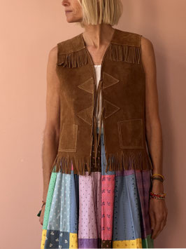 oops SOLD VINTAGE - 70s Leather Vest with Fringes