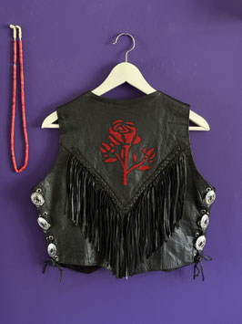 VINTAGE - 80s Black Rose Vest